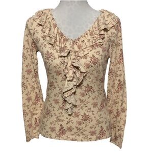 Ralph‎ Lauren floral romantic long sleeve top size XL